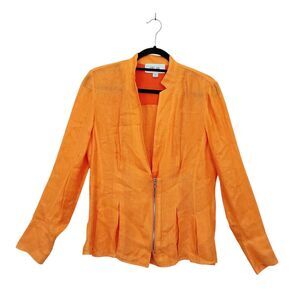 Carlisle Per Se Jacket Womens 6 Orange Zip Modern Fit Casual Chic Sleek Blazer
